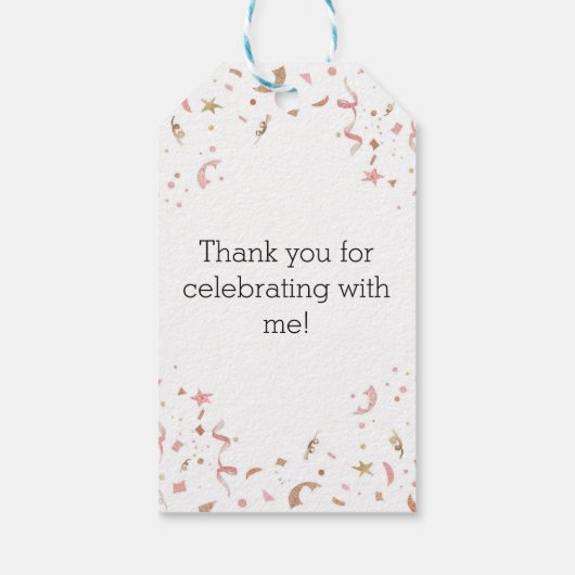 Rosa und Rose Gold Glitzer Confetti Geschenkanhänger (Rückseite)