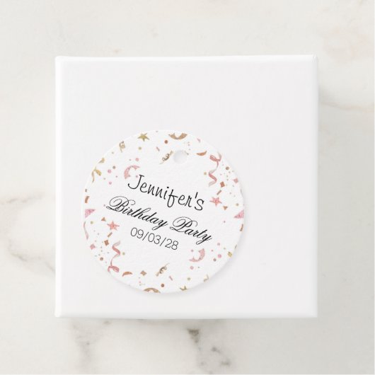 Rosa und Rose Gold Glitzer Confetti Geschenkanhänger (Beispiel)
