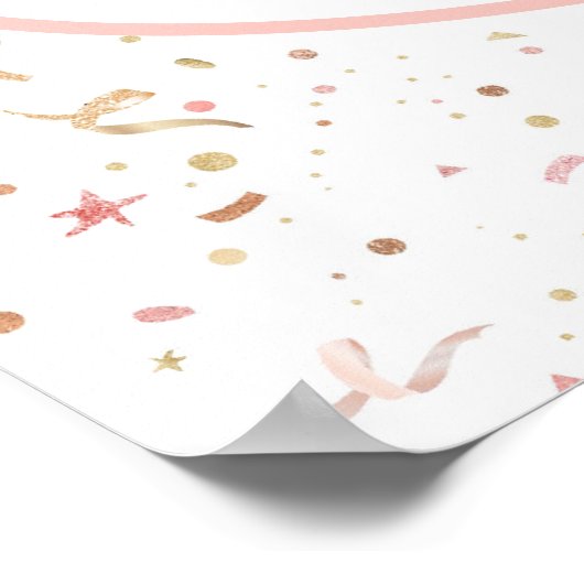 Rosa und Rose Gold Glitzer Confetti Poster (Ecke)