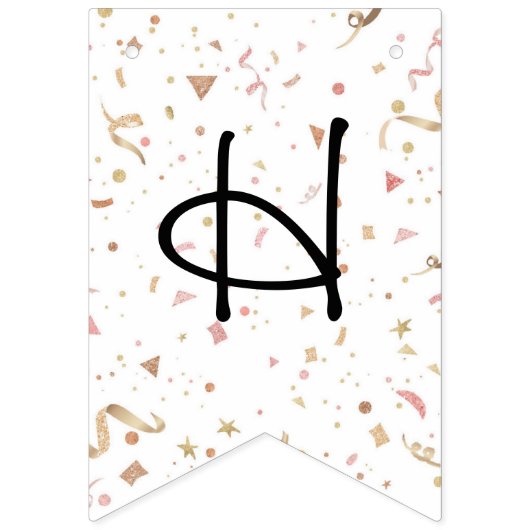 Rosa und Rose Gold Glitzer Confetti Wimpelkette (Zweite Fahne)