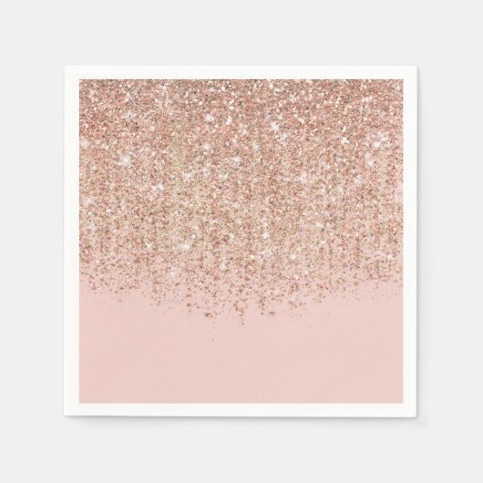 Rosa und Rose Gold Glitzer Glam Party Serviette (Vorderseite)