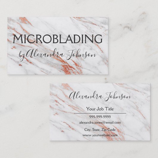 Rosa und Rose Gold-Marmor-Mikroblende Visitenkarte (Vorne/Hinten)