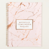 Rosa und Rose Gold Marmor Terminkalender Planer (Vorderseite)