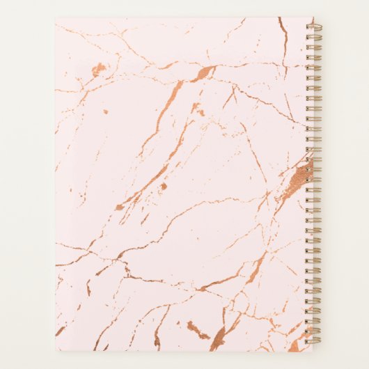 Rosa und Rose Gold Marmor Terminkalender Planer (Rückseite)
