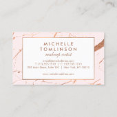 Rosa und Rose Gold Marmordesigner Visitenkarte (Rückseite)