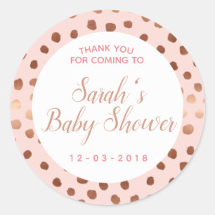 Rosa und Rose Gold Punkt Babydusche Aufkleber