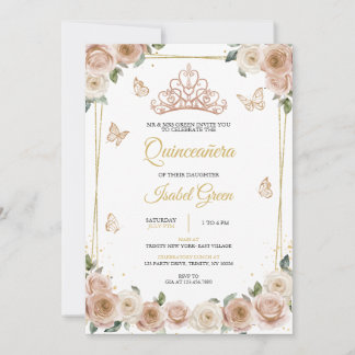 Rosa und Rose Gold Quinceñera Einladung