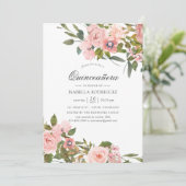 Rosa und Rose Gold Rose Quinceñera Einladung (Stehend Vorderseite)