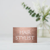 Rosa und Rose Gold Stylist Visitenkarte (Stehend Vorderseite)