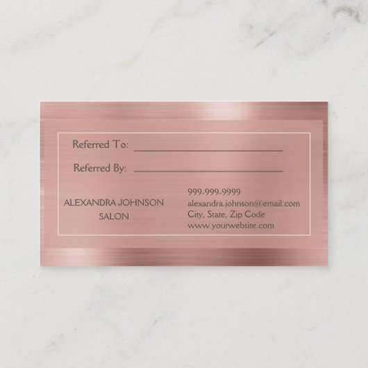 Rosa und Rose Goldene Fohlen Empfehlungskarte (Rückseite)