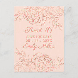 Rosa und Rose Goldene Kunst Save the Date Ankündigungspostkarte