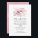 Rosa und Rose Goldflorale Bat Mitzvah Einladung<br><div class="desc">Trendy rot Rosa und Weiß Rosen Fledermaus Mitzvah Einladung mit Akzenten von Rose Gold entwickelt,  um schnell und einfach auf Ihre Event-Spezifikationen angepasst werden.</div>