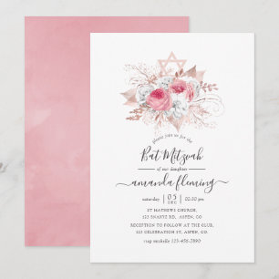 Rosa und Rose Goldflorenbat Mitzvah Einladung