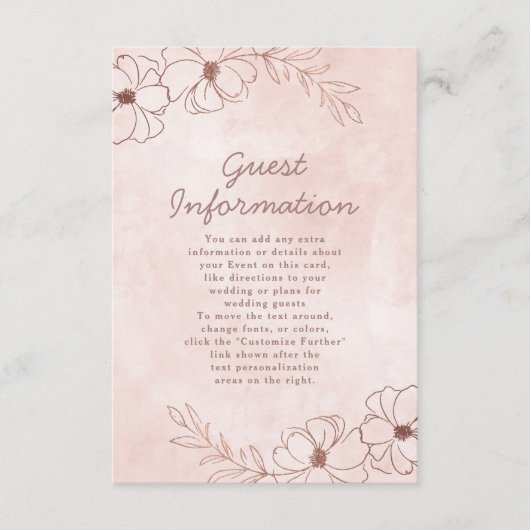 Rosa und Rose - Informationen zur Hochzeit Begleitkarte (Vorderseite)