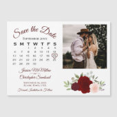 Rosa und Rose Kalender und Foto Save the Date Magneteinladung (Vorderseite)
