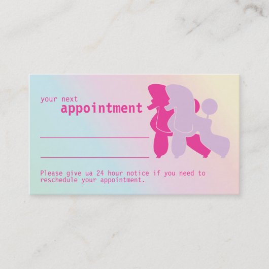 Rosa und Rose Poodle Ernennung Erinnerung Visitenkarte (Vorderseite)