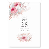 Rosa und Rose Rosa Bläserne Hochzeitsfeier Tischnu Tischnummer (Rückseite)