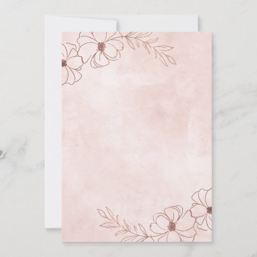 Rosa und Rose Rosa Blütengeflecht Gerahmte Hochzei Einladung (Rückseite)