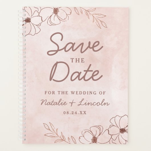Rosa und Rose Rosa Foil Save the Date Hochzeit Planer (Vorderseite)