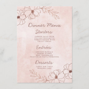 Rosa und Rose Rosa Fossilienblume Abendessen an de Menükarte