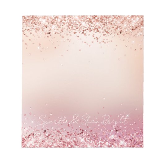 Rosa und Rose Sparkle Ombre Notizblock (Vorderseite)