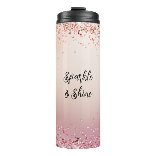 Rosa und Rose Sparkle Ombre Thermosbecher (Vorderseite)