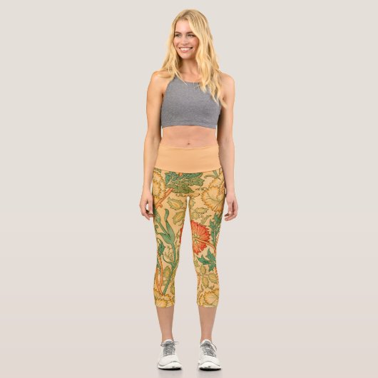 Rosa und Rose von William Morris Capri Leggings (Vorderseite)