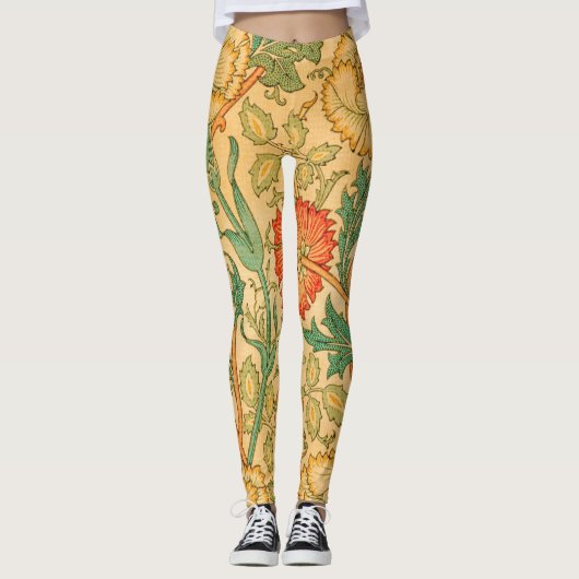 Rosa und Rose von William Morris Leggings (Vorderseite)