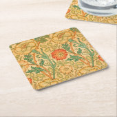Rosa und Rose von William Morris Rechteckiger Pappuntersetzer (angewinkelt)
