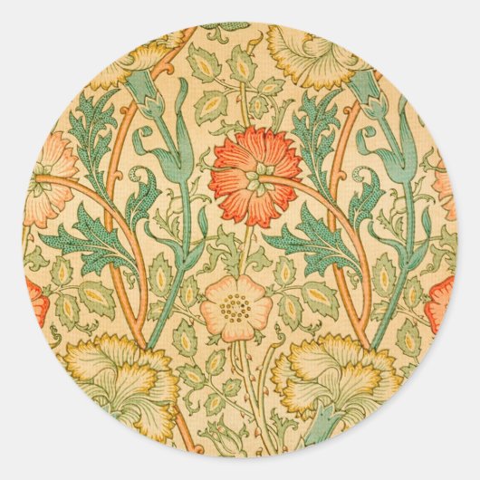 Rosa und Rose von William Morris Runder Aufkleber (Vorderseite)