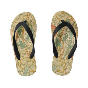 Rosa und Rose von William Morris Vintag Kinderbadesandalen