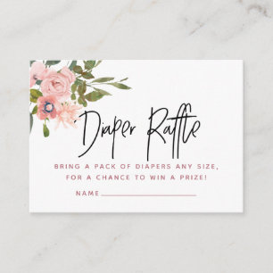 Rosa und Roségold-Baby-Shower-Windel-Raffle Begleitkarte