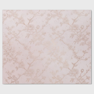 Rosa und Roségold Blumen-Chinoiserie Nahtlos Geschenkpapier
