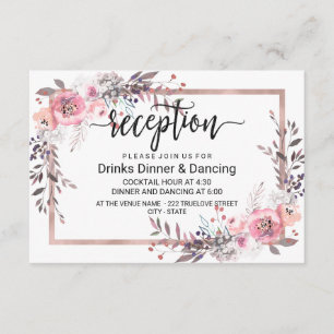Rosa- und Roségold gerahmter floraler Hochzeitsemp Begleitkarte