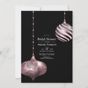 Rosa und Roségold Weihnachts-Brautabschied Einladung