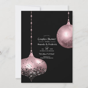 Rosa und Roségold Weihnachts-Paar-Shower Einladung