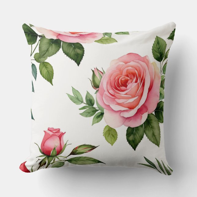 Rosa und Rosenknospe Kissen (Vorderseite)