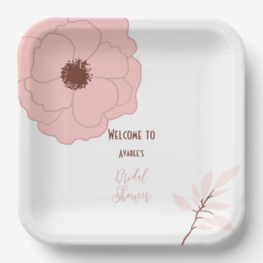 Rosa und rostfarbene Folklorekunst Pappteller (Vorderseite)