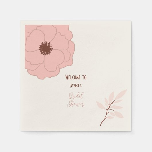 Rosa und rostfarbene Folklorekunst Serviette (Vorderseite)