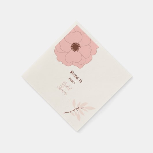 Rosa und rostfarbene Folklorekunst Serviette (Ecke)