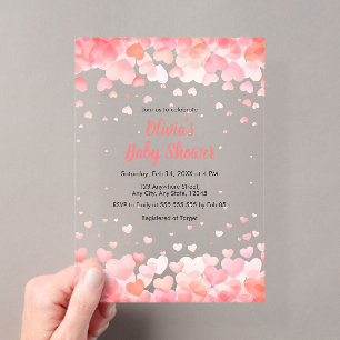 Rosa und Rot A Little Sweetheart Babyparty Acryleinladungen