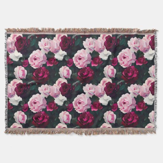 Rosa und Rot Bemalte Rosen Decke (Vorderseite)