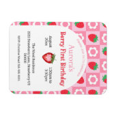 Rosa und Rot Berry Einladung zum Geburtstag Magnet (Horizontal)