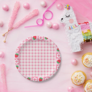 Rosa und Rot Berry Erster Geburtstagsparty Cake Pappteller