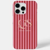 Rosa und Rot | Chic Stripes Monogramm Case-Mate iPhone Hülle (Rückseite)
