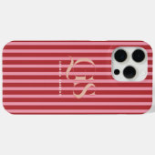 Rosa und Rot | Chic Stripes Monogramm Case-Mate iPhone Hülle (Rückseite (Horizontal))