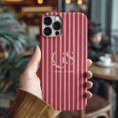Rosa und Rot | Chic Stripes Monogramm Case-Mate iPhone Hülle