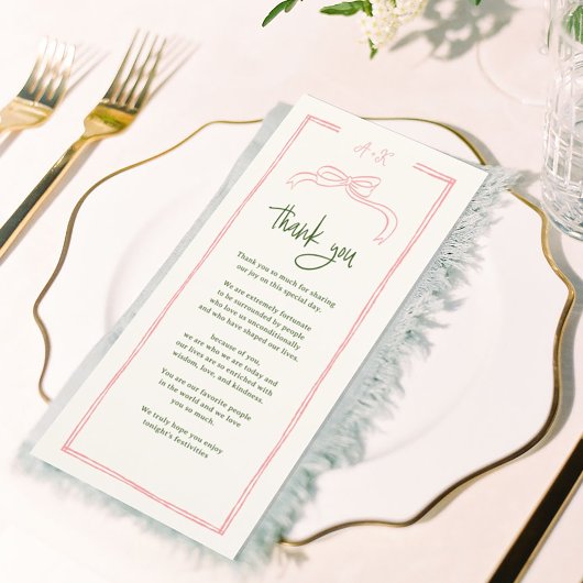 Rosa und Rot-farbige Hochzeit Danke Platzkarte
