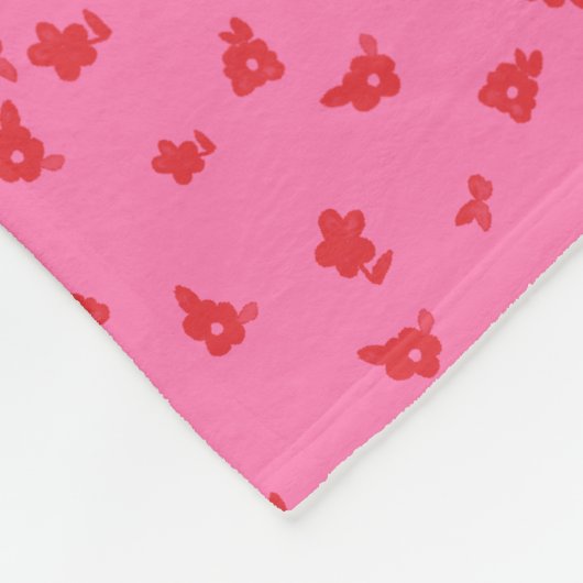 Rosa und Rot gemustert floral Fleecedecke (Ecke)