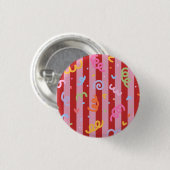 Rosa und rot gestreift, mit Konfettidesign Button (Vorne & Hinten)